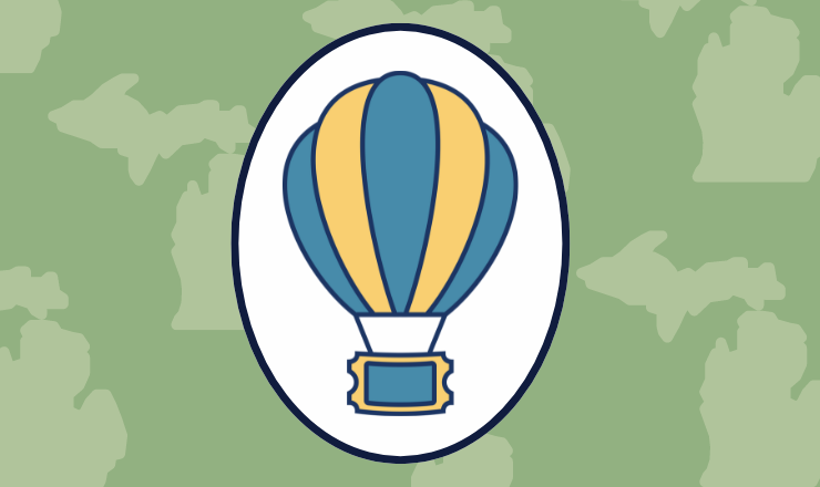 Michigan Activity Pass graphic depicting hot air balloon