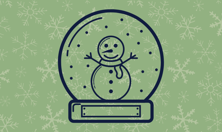 Winter Reading feature card showing snowman in a snowglobe